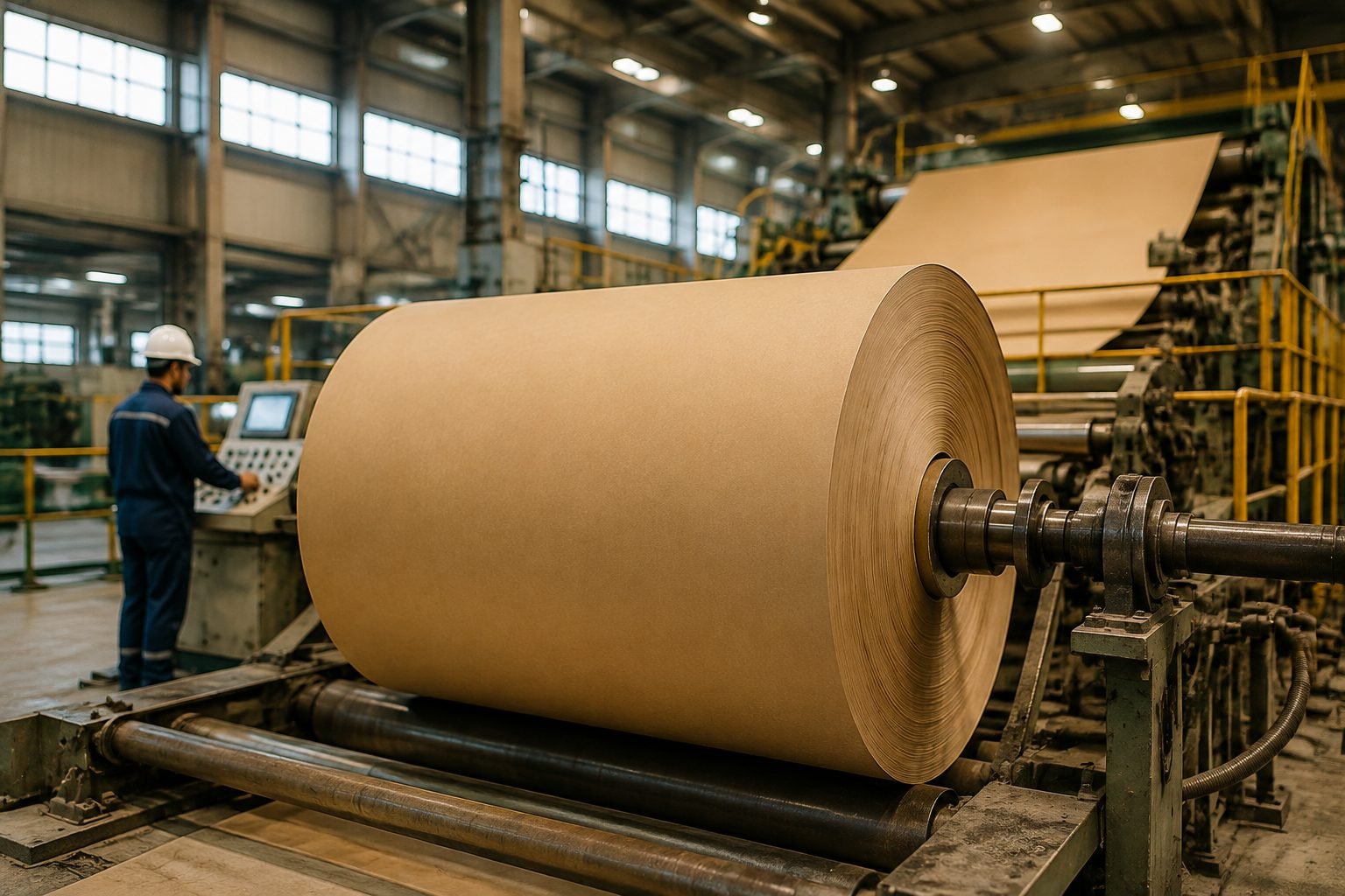 Paper roll production at a Rusen International manufacturing facility