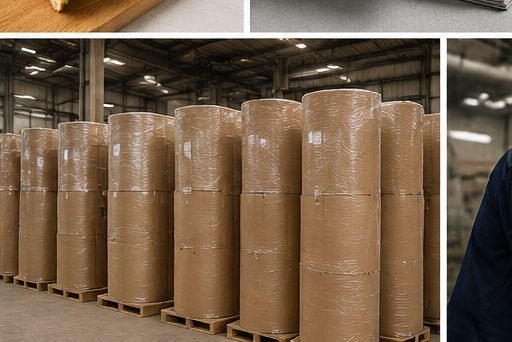 Wrapped and palletised paper rolls